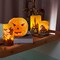 3 Pieces Halloween Flameless Candles with Remote Timer Real Wax Realistic Flickering Battery Operated LED Pillars with Decals Pumpkin Castle Bat Spider Witch for Halloween Party Decorations